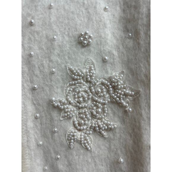 Beldini Vintage Angora Rabbit Hair Cardigan Beaded Lined Sweater Jacket Medium - Picture 8 of 12